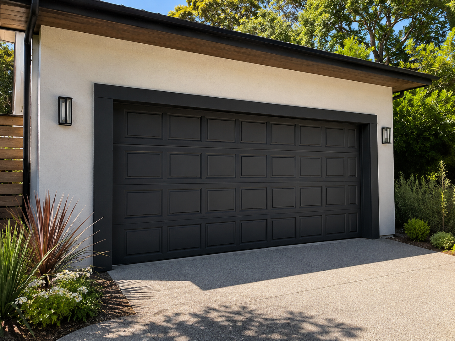 Traditional raised-panel garage door upgrade on a Tassajara Hills Dublin home